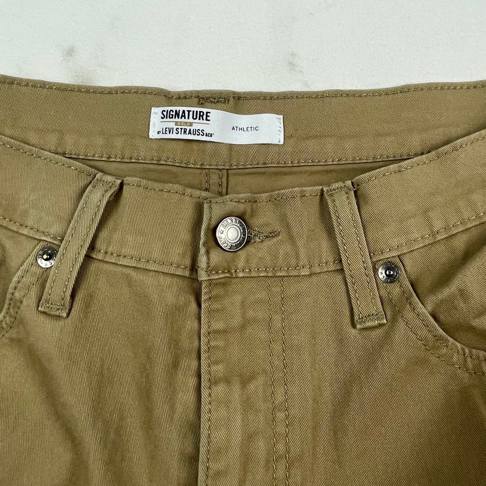 Signature by Levi Strauss Gold Label Mens Athletic Fit Khaki Pants Tan 34x32 - Picture 5 of 6